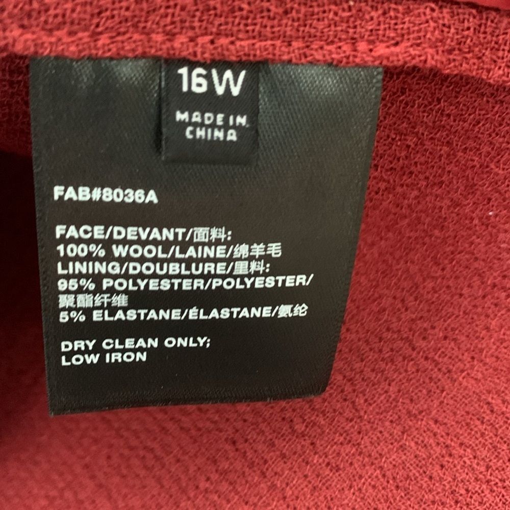 Lafayette 148 Wool Collarless Jacket Claret 16W Excellent Condition - Picture 5 of 6